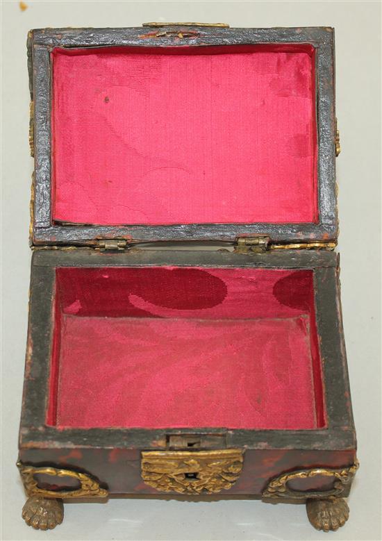 A late 19th century rectangular tortoiseshell table casket, 5in.